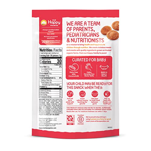 Happy Baby Organics Creamies Freeze-Dried Veggie & Fruit Snacks with Coconut Milk, Apple Spinach Pea & Kiwi