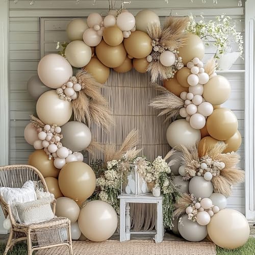 Dusty Blue Balloon Garland Double Stuffed Slate Pastel Blue White Sand Pearl Balloon Arch Kit for Baby Shower Birthday Bridal Shower Wedding Graduation Party Decorations