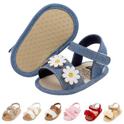 Ohwawadi Baby Boys Girls Sandals Soft Sole Summer Infant Wedding Dress Flat Shoes Beach Sandal Newborn Crib Shoes First Walkers