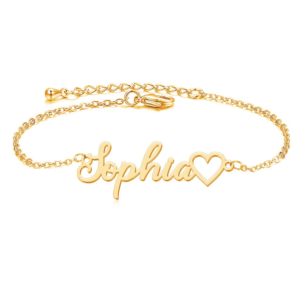 Custom Bracelet with Name 18K Gold Plated Personalized Name Ankle Bracelet Adjustable, Customized Beach Jewelry Gifts for Women Girlfriend