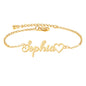 Custom Bracelet with Name 18K Gold Plated Personalized Name Ankle Bracelet Adjustable, Customized Beach Jewelry Gifts for Women Girlfriend