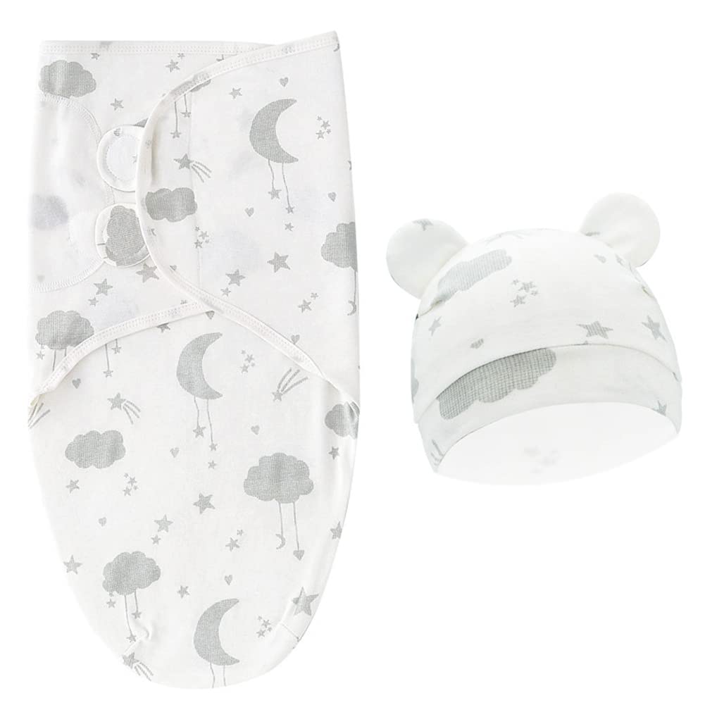 Baby Swaddle Sleep Sack with Hat Set for 0-3 months 3-Pack Soft Cotton Newborn Wearable Swaddle Wrap for Girls Boys