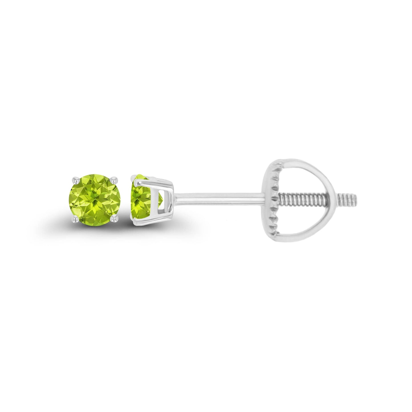 14K Gold Plated 925 Sterling Silver Hypoallergenic 3mm Round Genuine Birthstone Solitaire Screwback Stud Earrings