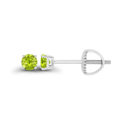 14K Gold Plated 925 Sterling Silver Hypoallergenic 3mm Round Genuine Birthstone Solitaire Screwback Stud Earrings