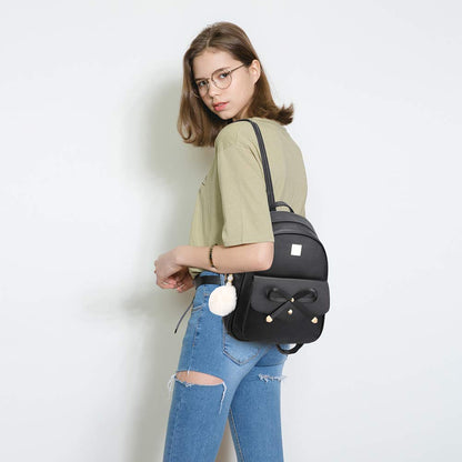 I IHAYNER Girls Bowknot 3-Pieces Fahsion Leather Backpack Backpack Purse for Women Rucksack for Ladies Shoulder Bag