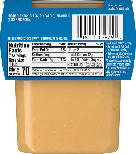 Gerber Second Foods Sitter Pear Pineapple Baby Food Plstc Cup In Sleeve, 8 Ounce