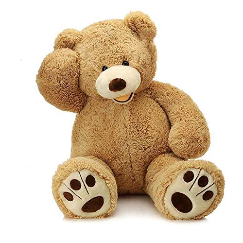 MorisMos Smile Giant Teddy Bear, 51inch Large Stuffed Bears with Big Footprints, Big Stuffed Animals Cuddly Plush Gifts for Girlfriends, Boyfriend, Dark Brown