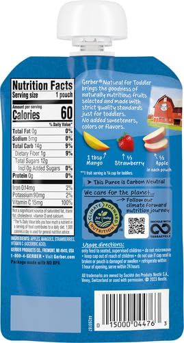 Gerber Baby Food Toddler Apple Pear Peach, 3.5 Oz Pouch