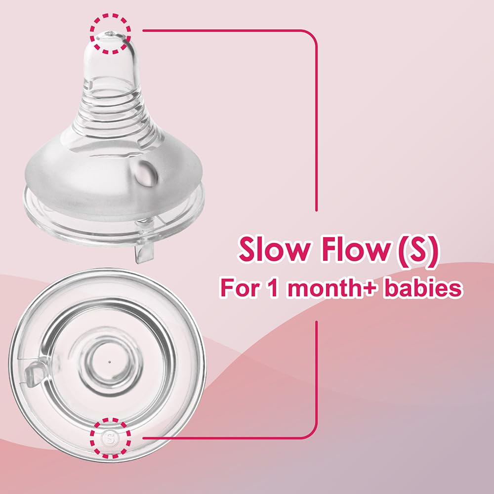 Nenesupply Natural Baby Bottles Newborn Feeding Bottles Slow Flow Breastfeeding Bottle for Breastfed Babies Wide Neck 9oz Anti Colic Level 2 Nipple for 1+ Month Infant Replace Spectra Bottle Pumping