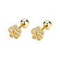 18K Gold Plated Sterling Silver Cubic Zirconia Screw Back Small Trendy Dainty Cute Flower Stud Earrings for Women with Jewelry Rose Box