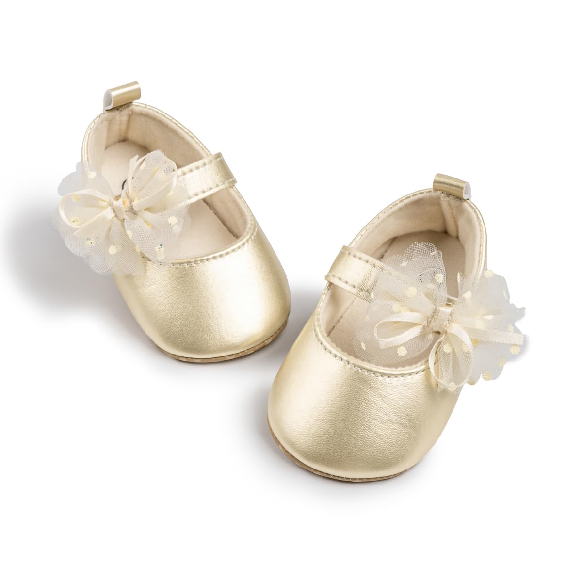 Meckior Infant Baby Girls Soft Sole Bowknot Princess Wedding Dress Mary Jane Flats Prewalker Newborn Light Baby Sneaker Shoes