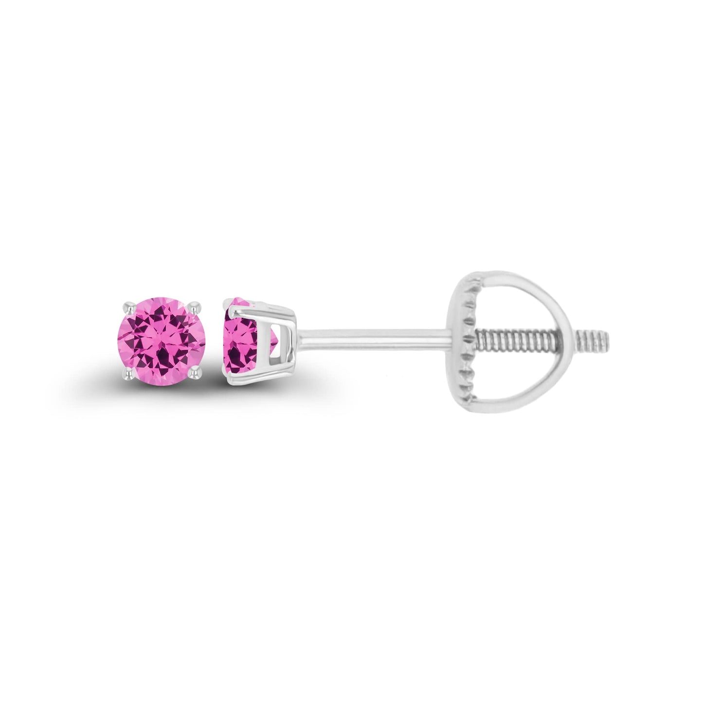 14K Gold Plated 925 Sterling Silver Hypoallergenic 3mm Round Genuine Birthstone Solitaire Screwback Stud Earrings