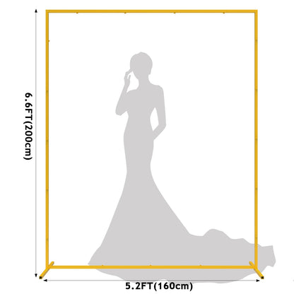 Wokceer Wedding Arch Backdrop Stand Square 6.6FTx6.6FT Gold Metal Balloon Arch Stand Garden Arbor Backdrop Frame for Wedding Birthday Party Baby Shower Photo Booth Background Decoration