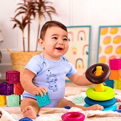 B. toys – Baby Blocks – Stacking & Building Toys For Babies – 10 Soft & Educational Blocks- Numbers, Shapes, Colors, Animals- One Two Squeeze- 6 Months +