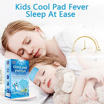16 Sheets Baby Cool Pads for Kids Fever Discomfort & Pain Relief, Cooling Relief Fever Reducer, Soothe Headache Pain, Pack of 16