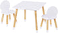 UTEX Kids Wood Table and Chair Set, Kids Play Table with 2 Chairs,3 Pieces Kids Round Table for Toddlers, Girls, Boys,White