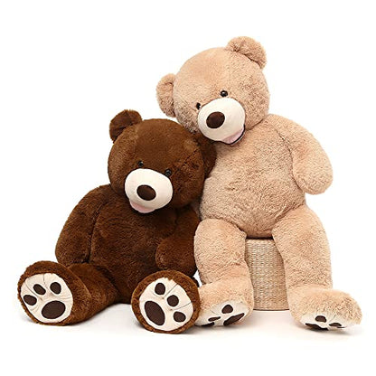 MorisMos Smile Giant Teddy Bear, 51inch Large Stuffed Bears with Big Footprints, Big Stuffed Animals Cuddly Plush Gifts for Girlfriends, Boyfriend, Dark Brown
