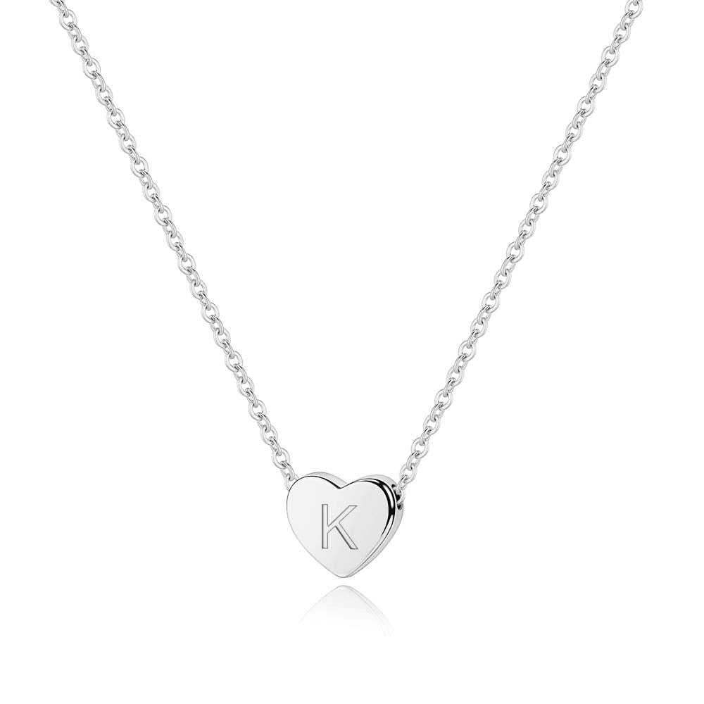 M MOOHAM Heart Initial Necklace Gifts for Girls Women, S925 Sterling Silver Tiny Letter Necklace Birthday Gift for Kids Teen Girl Jewelry