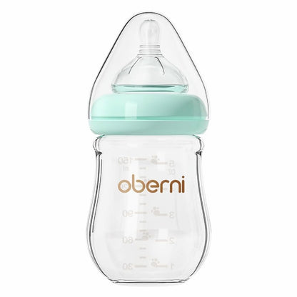 Glass Baby Bottles,Anti Colic Breastfeeding Bottle with Natural Response Nipple Size S,Wide Neck Slow Flow Baby Bottle for Baby,Newborn,Preemie 0-3 0-6 Month,BPA Free (Pink, 1 Pack, 5 Ounce)