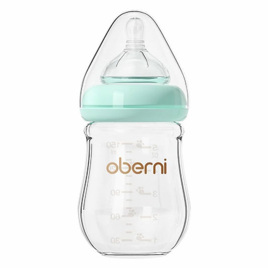 Glass Baby Bottles,Anti Colic Breastfeeding Bottle with Natural Response Nipple Size S,Wide Neck Slow Flow Baby Bottle for Baby,Newborn,Preemie 0-3 0-6 Month,BPA Free (Pink, 1 Pack, 5 Ounce)