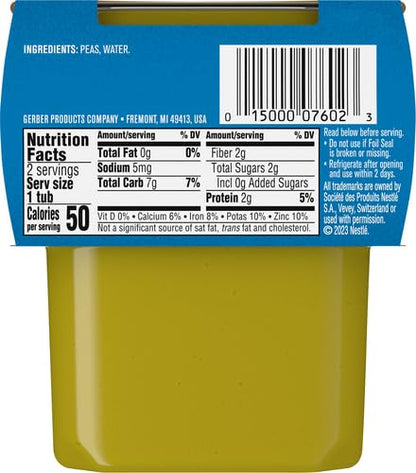 Gerber Baby Food Pea, 4 Oz, 2 Ct Tubs