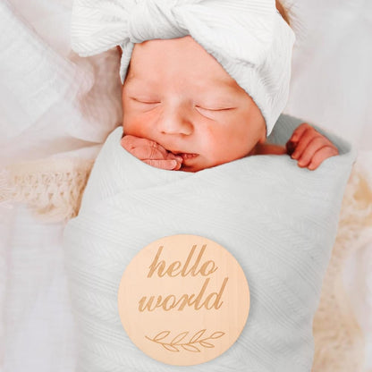 DRESHOW BQUBO Baby Swaddle Blankets for Girls, 4PCS Newborn Accessories Set with Matching Hat and Bow Headband with Card