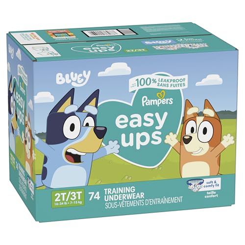 Pampers Training Pants - Easy Ups Boys & Girls Bluey - Size 4T-5T, 104 Count, Children's Potty Underwear (Packaging May Vary)