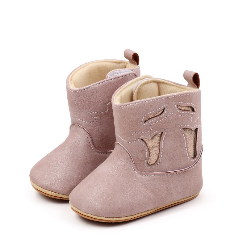 Kuner Baby Cowboy Boots Western Boots Toddler Cowboy Bootie Soft Sole Non-Slip Crib Shoes for Infant Boys Girls0-18 Months