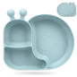 Silicone Baby Plate with Super Suction – Snail Shape 3 Compartment Toddler Food Plate Self Feeding Unbreakable Eating Supplies for Boys and Girls (Pink) (Green)