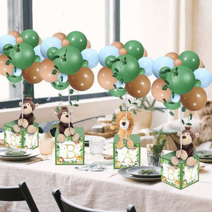 Lenwen 6 Sets Pink Bear Decorations for Baby Shower, Baby Letter Boxes Baby Shower Table Centerpieces Bear Stuffed Animals Balloon with Stand Bear Plush Toy Baby Boxes for Birthday Party Wedding