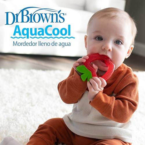 Dr. Brown's AquaCool Water-Filled Baby Teether, Cools & Massages Sore Gums, BPA Free, Pineapple and Apple, 2 Pack, 3m+