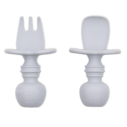 Bumkins Disney Baby Utensils Set, Chewtensils Silicone Spoons for Dipping, Self-Feeding, Baby Led Weaning, Trainer Learning, First Stage Eating, Soft Fork and Spoon, Babies 6 Months, Minnie Mouse