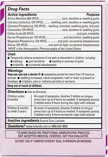 Hyland's Baby Daytime Soothing Tablets with Chamomilla, Natural Relief of Oral Discomfort, Irritability, and Swelling, (Pack of 1, 125 Count Total)