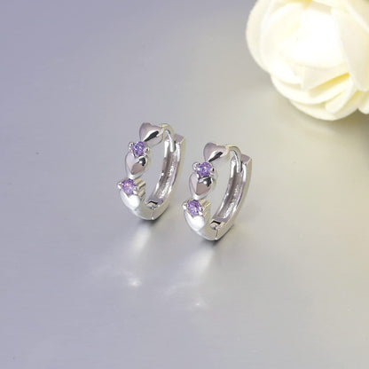 CiNily 14K White Gold Plated Small Hoop Earrings for Women Girls Heart Cubic Zirconia Hypoallergenic Earrings