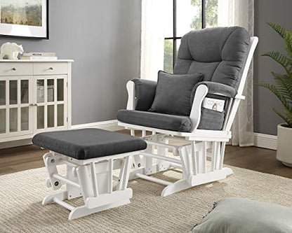 Angel Line Monterey Glider & Ottoman, Grey Finish - Grey Cushion