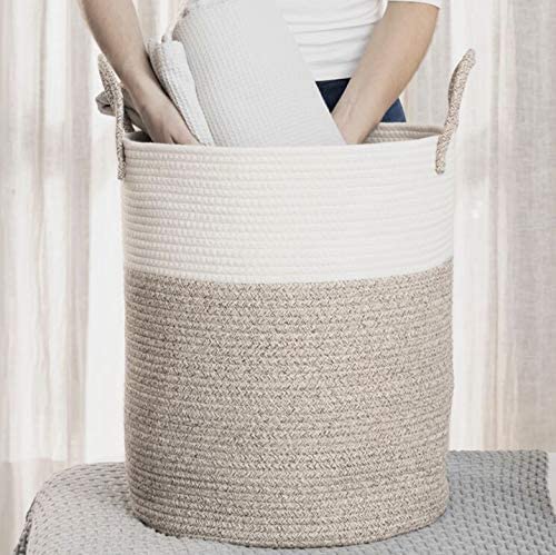 OrganiHaus Large Blanket Basket for Living Room 20x13, Rainbow Rope Basket for Classroom Organization, Toy Storage Basket, Woven Kids Laundry Basket, Baby Toy Box, Cute Storage Basket, Nursery Hamper