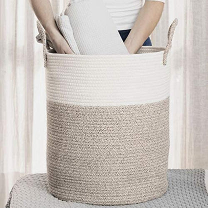 OrganiHaus Large Blanket Basket for Living Room 20x13, Rainbow Rope Basket for Classroom Organization, Toy Storage Basket, Woven Kids Laundry Basket, Baby Toy Box, Cute Storage Basket, Nursery Hamper