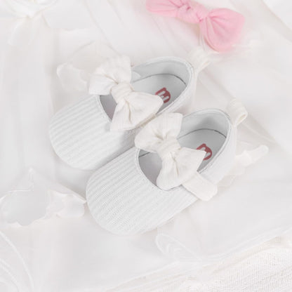 Meckior Newborn Baby Girls Dress Shoes Infant Bowknot Soft Sole Mary Jane Moccasins Baptism Christening Crib Shoes Wedding Princess Flats