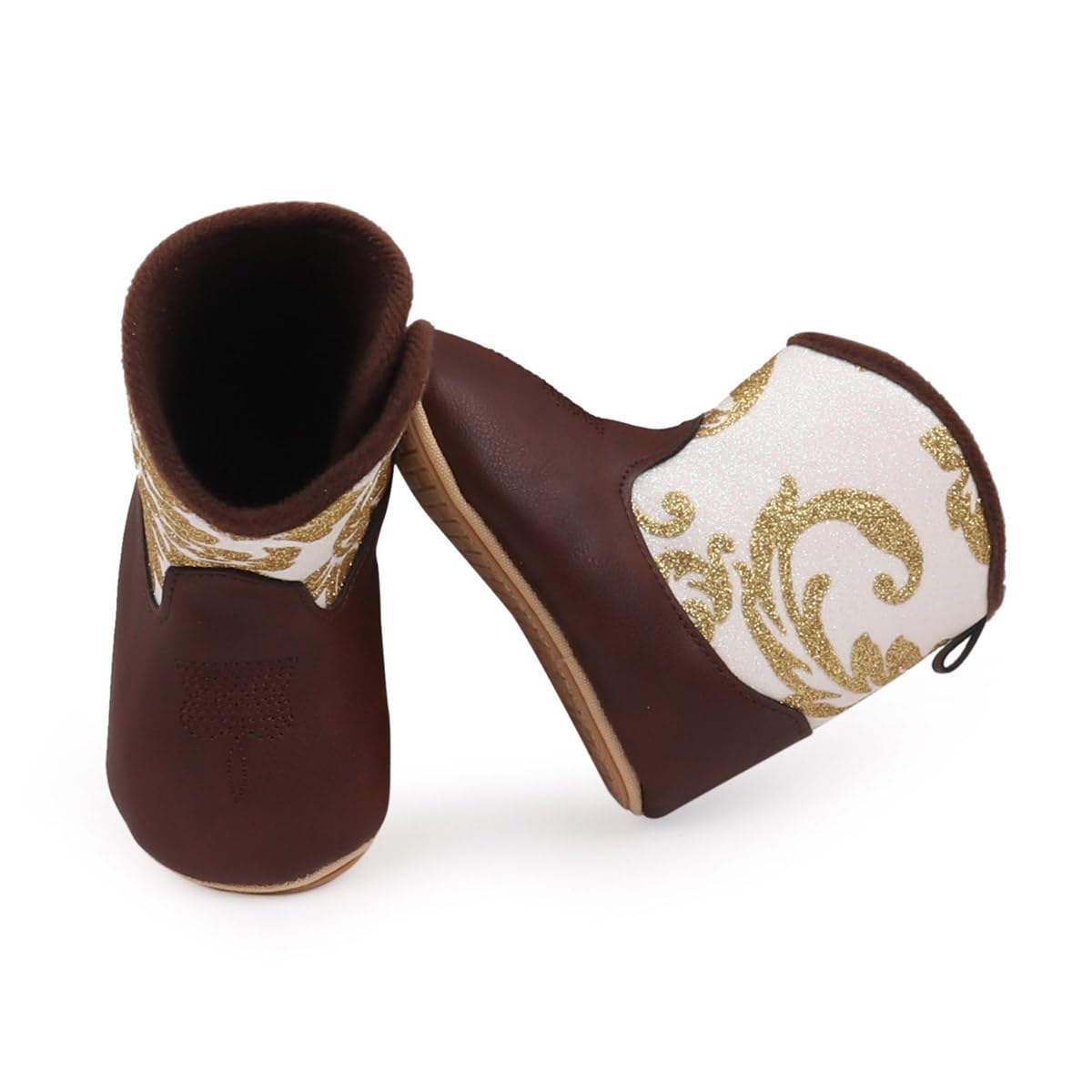 Kuner Baby Cowboy Boots Western Boots Toddler Cowboy Bootie Soft Sole Non-Slip Crib Shoes for Infant Boys Girls0-18 Months