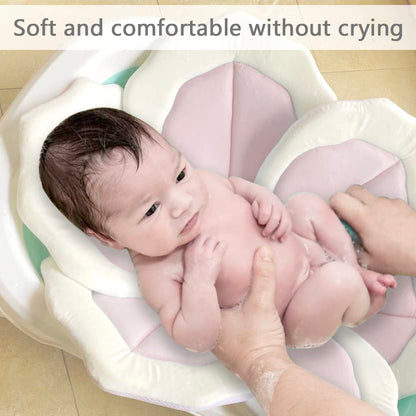 Baby Bath Pad for Infant Bathtub Sink - Flower Mat Tub Lounger - Petal Soft Supports Newborn Bathing Insert Seat - 31" (Pink)
