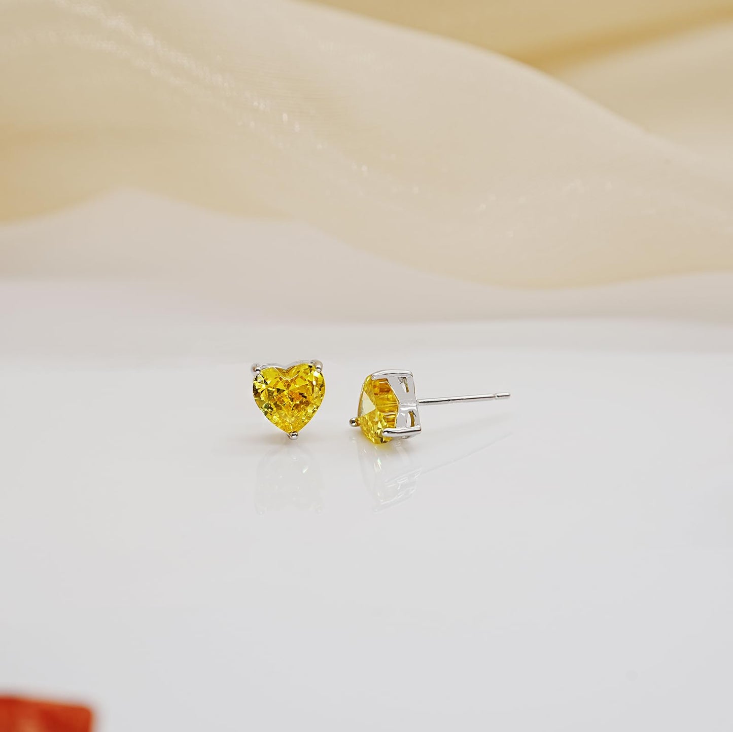 14K Gold Plated Stud Earrings 925 Sterling Silver Post Earrings Heart Love Cubic Zirconia Stud Earrings Small Cute for Women