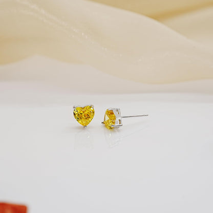 14K Gold Plated Stud Earrings 925 Sterling Silver Post Earrings Heart Love Cubic Zirconia Stud Earrings Small Cute for Women