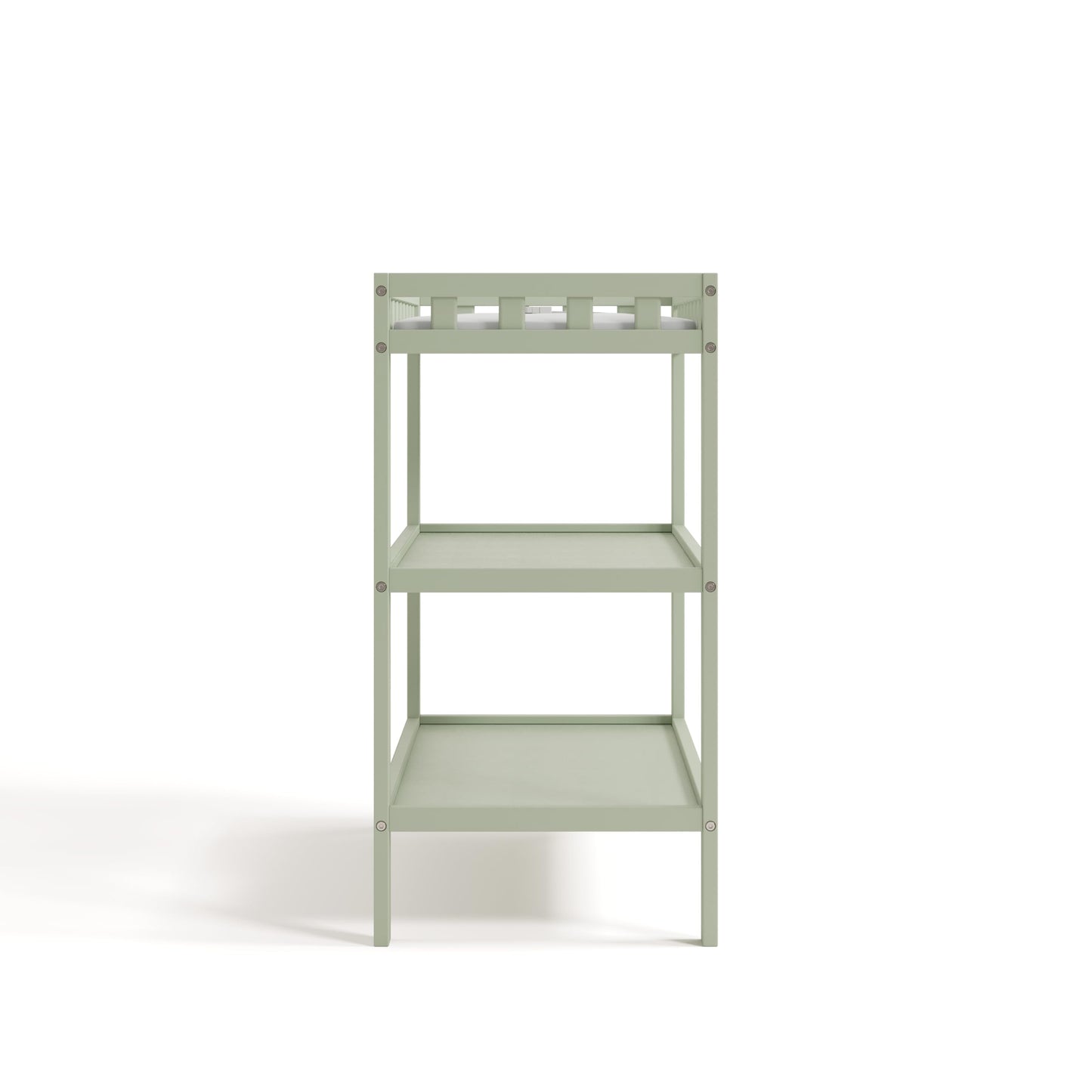 Storkcraft Morningside Changing Table (Sage) – GREENGUARD Gold Certified Baby Changing Table, Includes Waterproof Diaper Changing Pad, Easy 30-Minute Assembly, 2 Open Shelves for Storage