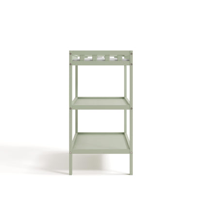 Storkcraft Morningside Changing Table (Sage) – GREENGUARD Gold Certified Baby Changing Table, Includes Waterproof Diaper Changing Pad, Easy 30-Minute Assembly, 2 Open Shelves for Storage