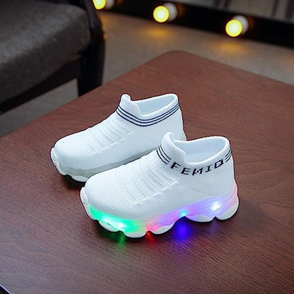 Toddler Light Up Sock Shoes Kids Boys Girls Mesh Flashing Breathable Sneakers Soft Sport Walking Running Shoes