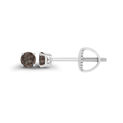 14K Gold Plated 925 Sterling Silver Hypoallergenic 3mm Round Genuine Birthstone Solitaire Screwback Stud Earrings