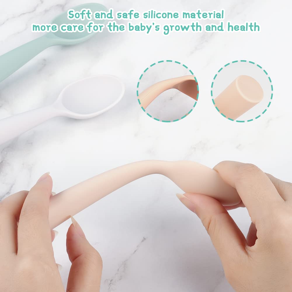 Vicloon Silicone Baby Feeding Spoons - 7 PCS First Stage for Infants, Ultra-Durable & Chewproof, Dishwasher Safe Baby Utensils
