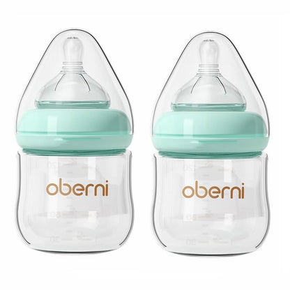 Glass Baby Bottles,Anti Colic Breastfeeding Bottle with Natural Response Nipple Size S,Wide Neck Slow Flow Baby Bottle for Baby,Newborn,Preemie 0-3 0-6 Month,BPA Free (Pink, 1 Pack, 4 Ounce)