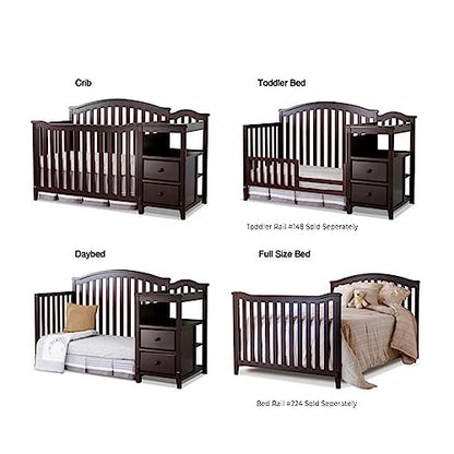 SORELLE FURNITURE Berkley Crib and Changer with Slat Panel Back Classic -in- Convertible Diaper Changing Table Non-Toxic Finish Wooden Baby Bed Toddler Childs Daybed Full-Size Nursery - White