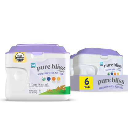 Pure Bliss by Similac Organic with A2 Milk Infant Formula, Easy to Digest, USDA-Certified Organic, Powder, 20.6-oz Tub